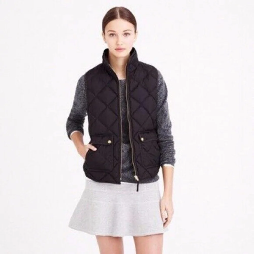 J.Crew Black Excursion Quilted Puffer Down Vest Women's XXS